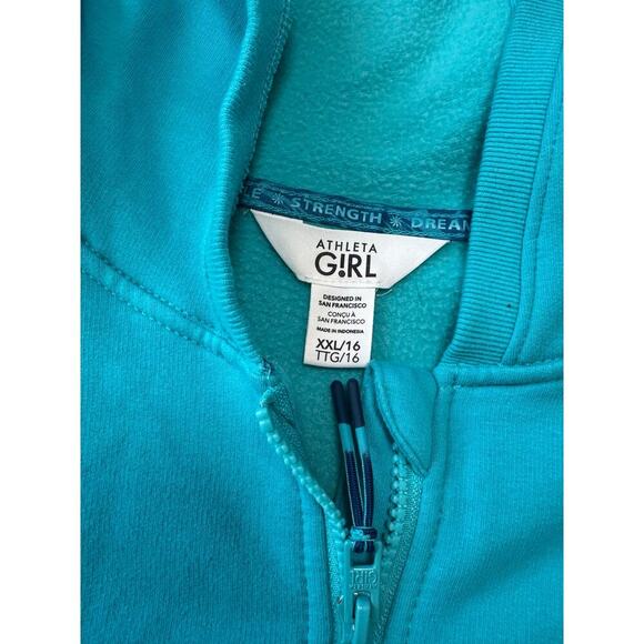 ATHLETA GRLS zip up Hoodie/Sweatshirt/Fleece, size XXL (16) Teal/Blue - Picture 3 of 9